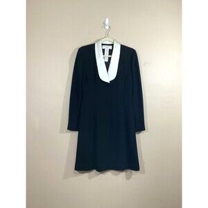 VTG Jones NY Womens Button Front Midi Dress 4 Black Goth 90s Witch Party Modest